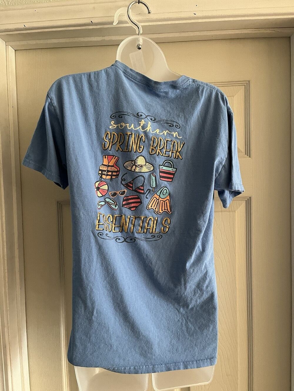 Southern Y’all Spring Break T Shirt Blue Size Medium Cotton